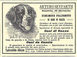 Arturo Seyfarth (Koestritz, Ger.) Allevamento cani di razza. Advertising 1914 - copertina
