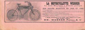 La motocyclette Werner, la seule à petrole pratique. Advertising 1900 - copertina