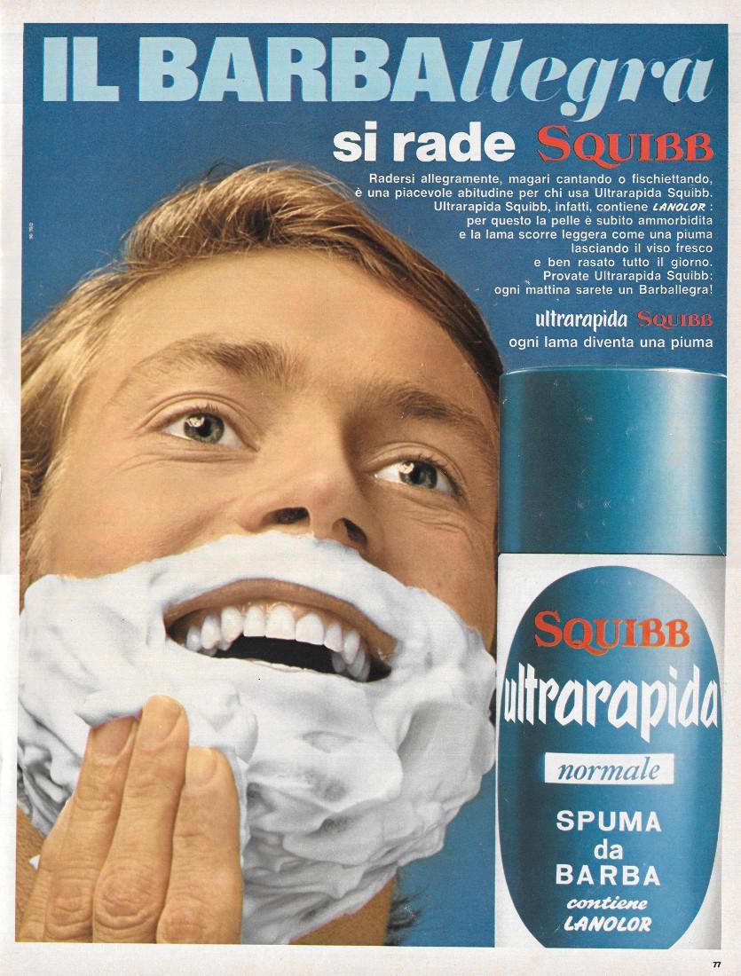 Squibb Ultrarapida il barballegra. Advertising 1970