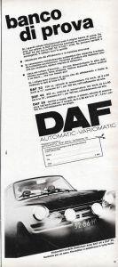 DAF banco di prova. Advertising 1970 - copertina