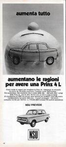 Nsu Prinz 4L / Brooklyn La Gomma Del Ponte. Advertising 1970, Fronte Retro - copertina