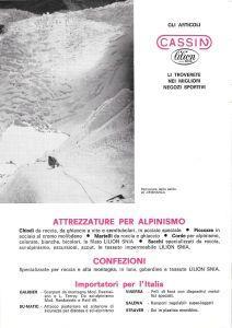 Cassin. Attrezzature per alpinismo. Advertising 1969 - copertina
