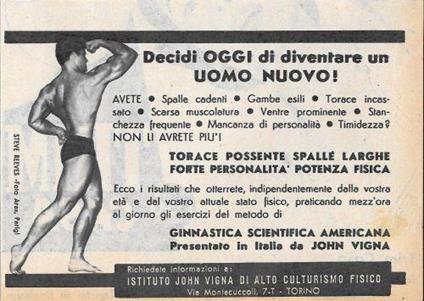 Istituto John Vigna di alto culturismo fisico. Advertising 1956 - copertina