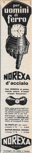 Orologi Norexa. Advertising 1956