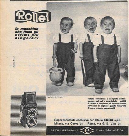 Rollei. La macchina che fissa gli attimi più singolari. Advertising 1956 - copertina