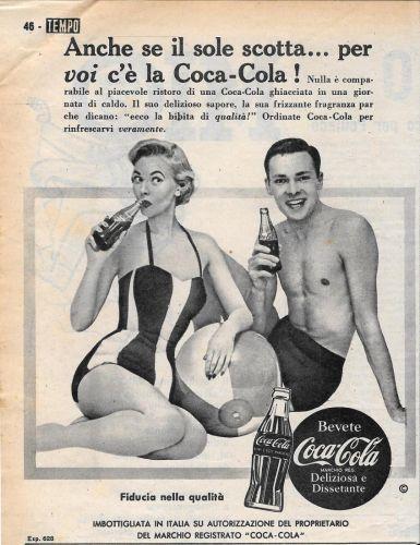 Anche se c'è il sole che scotta ... per voi c'è la Coca-Cola. Advertising 1956 - copertina