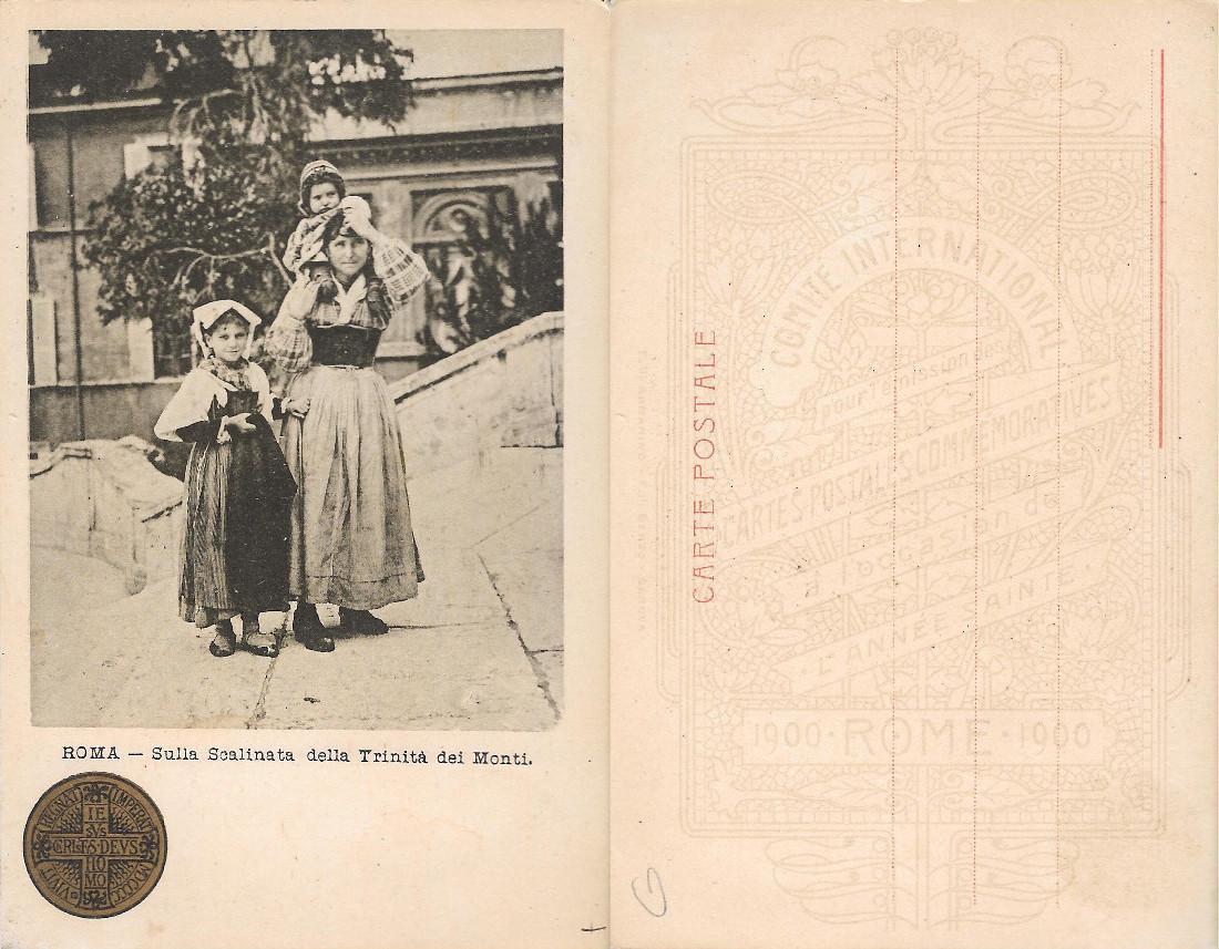 Roma. Sulla scalinata della Trinità dei Monti. Anno Santo 1900. Non viaggiata