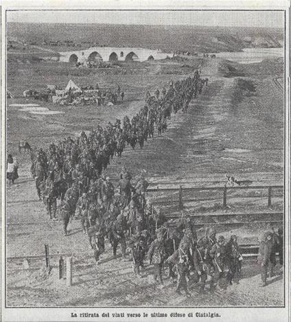 Guerra balcanica. La ritirata dei vinti verso Ciatalgia. Stampa 1912 - copertina
