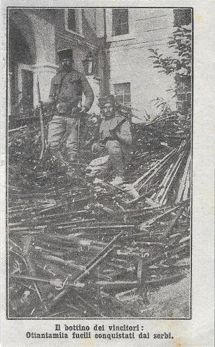 Il bottino dei vincitori. Ottantamila fucili conquistati dai serbi. Stampa 1912 - copertina