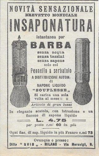 Isaponatura istantanea per barba senza acqua e sapone. Advertising 1912 - copertina