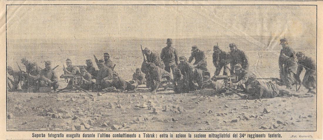 Guerra Italo-Turca. Sezione mitragliatrici del 34° reggimento fanteria. Stampa 1912