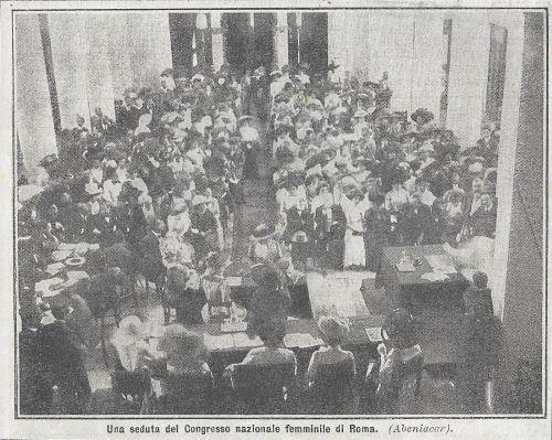 Una seduta del Congresso nazionale femminile a Roma. Stampa 1912 - copertina