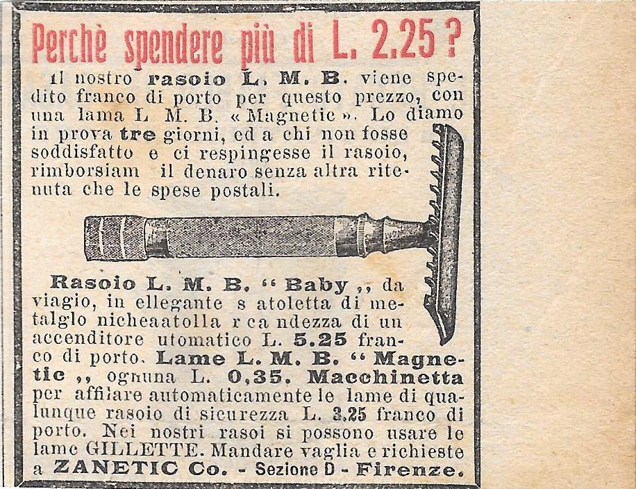 Rasoio LMB Baby. Advertising 1912