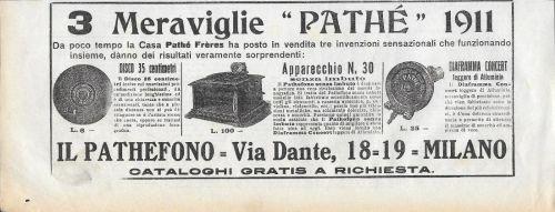 3 meraviglie Pathè 1911. Advertising 1911 - copertina