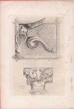 Bronze Gates of the Duomo at Troja/Capital of S. Maria d'Arbona. Engraving 1868