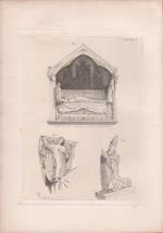 Tomb of Gugliemo Durante, S. Maria sopra Minerva/Angel/Nicholas IV, Laterano. Engraving 1868