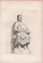 Statue of King Charles of Anjou in the Hall of the Capitol at Rome. Engraving 1868