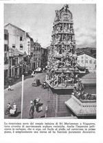 La stranissima torre del tempio induista di Sri Mariamman a Singapore. Stampa 1934