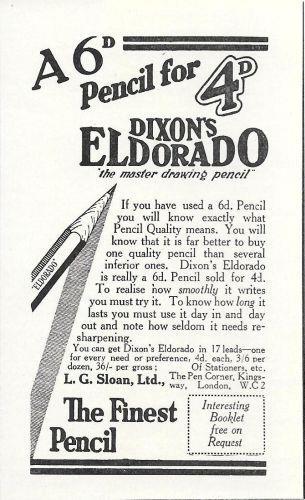 Dixon's Eldorado. The Finest Pencil. Advertising 1924 - copertina