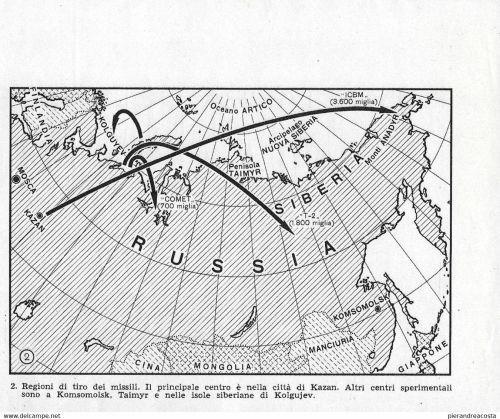 Regioni di tiro dei missili. Il principale centro è a Kazan... Advertising 1957 - copertina