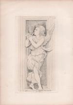 Putto con flauto. Donatello. Engraving 1868