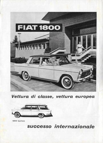 Fiat 1800 Successo Internazionale / Triumph. Advertising 1959 Fronte Retro - copertina