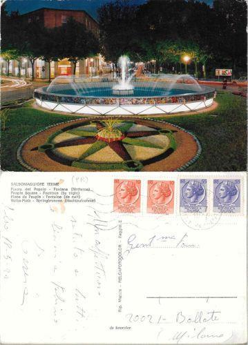 Salsomaggiore Terme. Piazza del Popolo. Fontana. Viaggiata 1977 - copertina