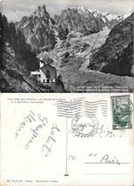 Courmayeur. N.D. de la Guerison, ghiacciaio della Brenva e m. Bianco. Viaggiata 1953