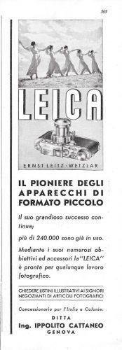 Leica. Il pioniere degli apparecchi di formato piccolo. Advertising 1937 - copertina