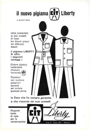 Cit. Il Nuovo Pigiama Liberty. Advertising 1960 - copertina