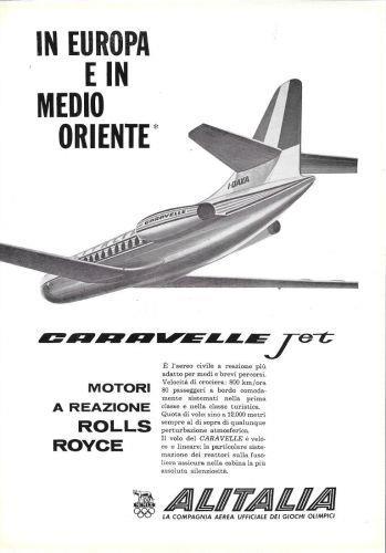 Alitalia. Caravelle Jet, in Europa e in Medio Oriente. Advertising 1960 - copertina