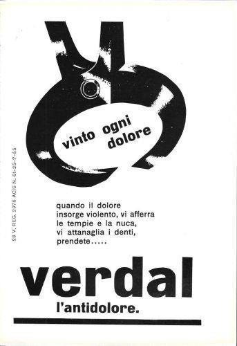 Verdal vinto ogni dolore. Advertising 1960 - copertina