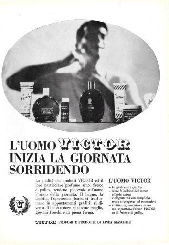 L' uomo Victor inizia la giornata sorridendo. Advertising 1960 - copertina