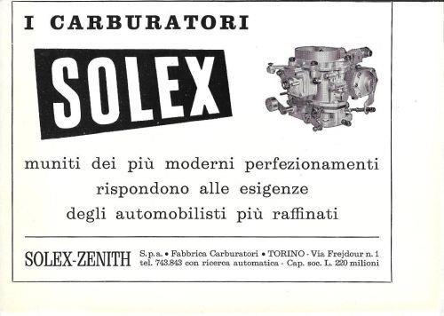 Carburatori Solex. Advertising 1960 - copertina