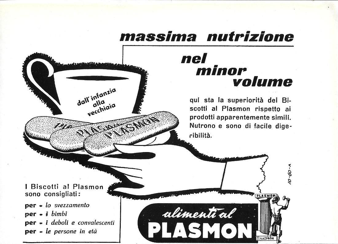 Alimento al Plasmon. Massima nutrizione nel minor volume. Advertising 1960