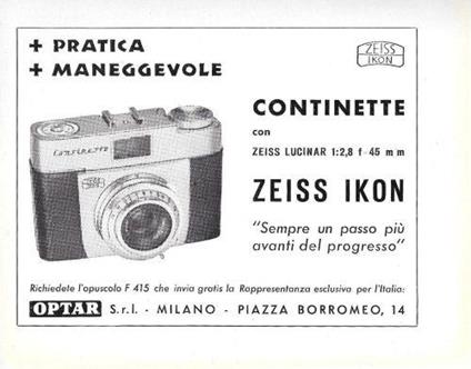 Continette Zeiss Ikon. Advertising 1960 - copertina