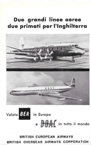 Volate BEA in Europa e BOAC in tutto il mondo. Advertising 1960 - copertina