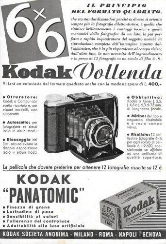 Kodak Vollenda 6x6. Advertising 1941 - copertina