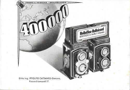 400000 Rolleiflex E Rolleicord Nel Mondo. Advertising 1941 - copertina