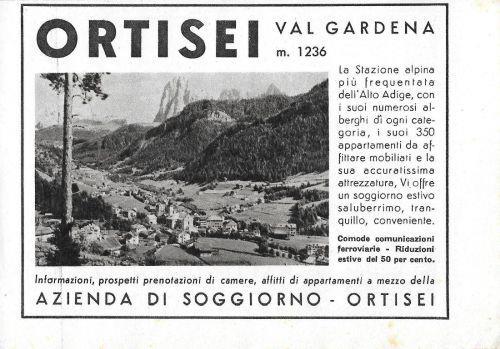 Azienda di Soggiorno Ortisei. Advertising 1941 - copertina