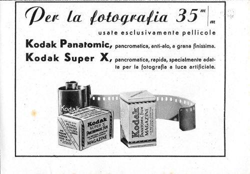 Kodak Panatomic e Kodak Super X. Advertising 1941 - copertina