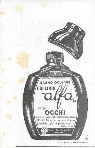 Colliro Alfa bagno oculare. Advertising 1941 - copertina