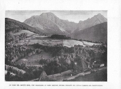 Montenegro. Le cime del monte Kom / Un angolo suggestivo di Rijeka. Stampa1941 fronte retro - copertina