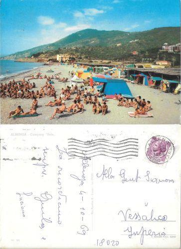 Albenga. Camping Sole. Viaggiata 1969 - copertina
