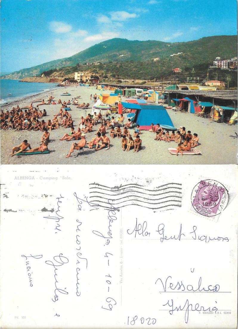 Albenga. Camping Sole. Viaggiata 1969