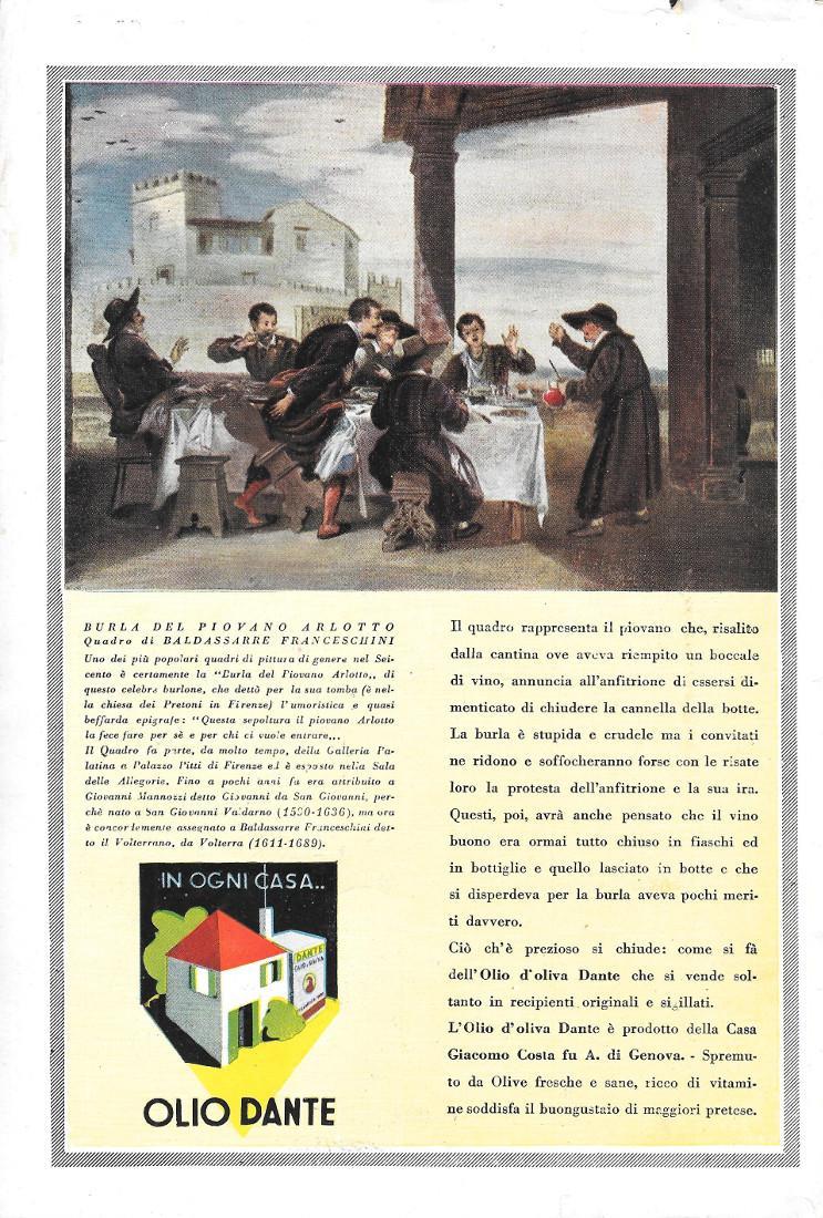Olio Dante. Advertising 1937