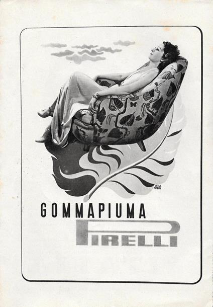 Gommapiuma Pirelli/Italia di Navigazione. Advertising 1937 fronte retro - copertina