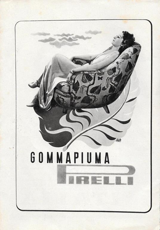Gommapiuma Pirelli/Italia di Navigazione. Advertising 1937 fronte retro - copertina