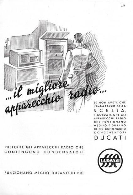 Ducati il migliore apparecchio radio. Advertising 1937 - copertina