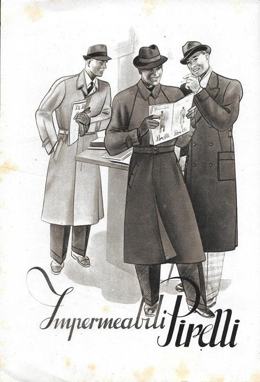 Impermeabili Pirelli/Borsalino si distingue. Advertising 1937 fronte retro - copertina